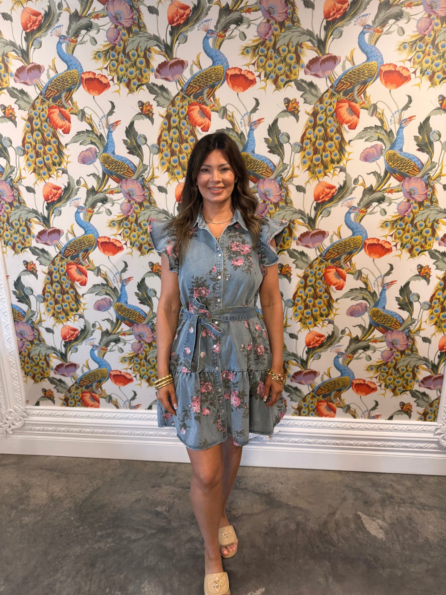 Denim floral dress